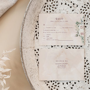 Boho Blush Pink Floral Wedding RSVP Card
