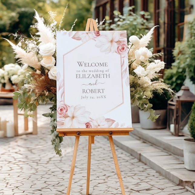 Boho Blush Pink Floral Wedding Welcome Foam Board (Boho Blush Pink Floral Wedding Welcome Foam Board )