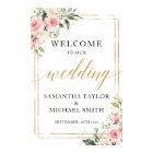 Boho blush pink floral wedding welcome poster sign