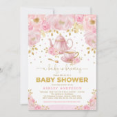 Boho Blush Pink Gold Baby Shower Tea Party Invitation (Front)