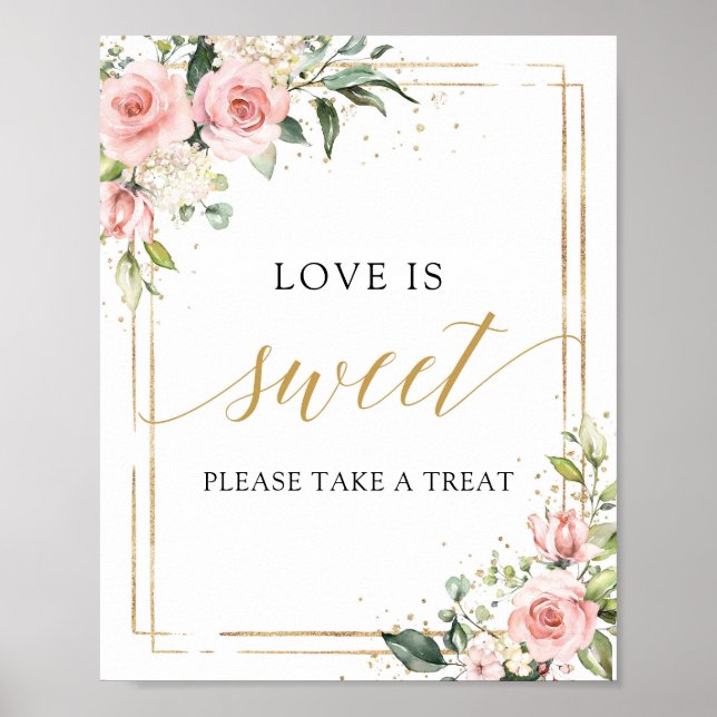 Boho Blush Pink Gold Geometric Love Is sweet sign (Front)