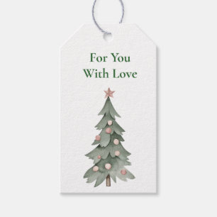 Boho Blush Pink Green Christmas Tree Gift Tags