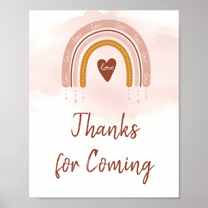 Boho Blush Pink Rainbow Thanks For Coming Sign 