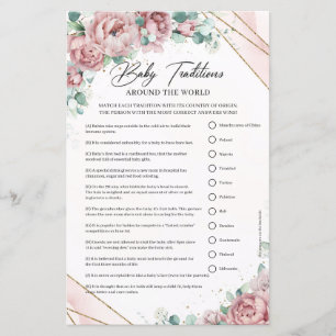 Boho blush pink roses gold frame Baby Traditions