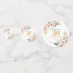 Boho blush pink roses gold glitter 30th birthday confetti