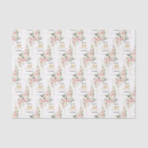 Boho blush pink roses gold glitter 40th birthday tissue paper