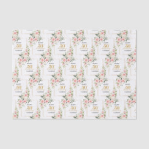 Boho blush pink roses gold glitter 50th birthday tissue paper