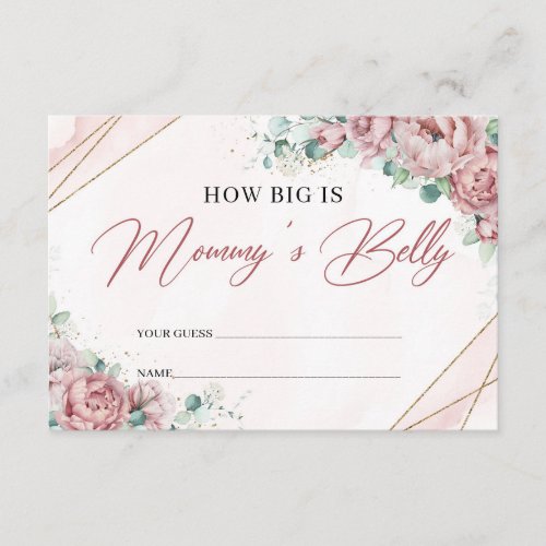 Boho blush pink roses How big is mommys belly Enclosure Card