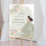 Boho Blush Pink Sage Green Quincea&#241;era Welcome Poster at Zazzle