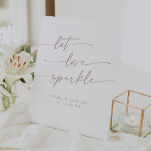 Boho Blush Pink Sparkler Send Off Wedding Pedestal Sign