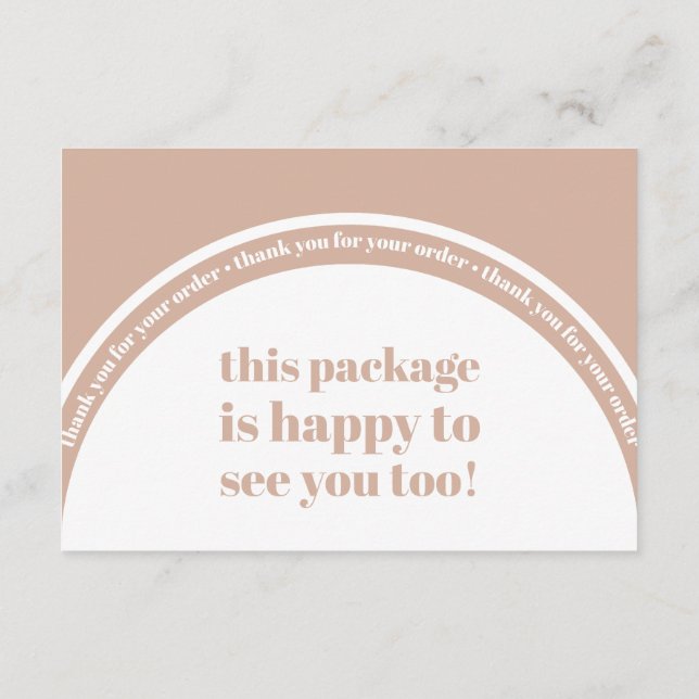 Boho Blush Pink Thank You Order Small Business Enclosure Card (Back)