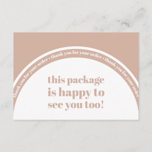 Boho Blush Pink Thank You Order Small Business Enclosure Card