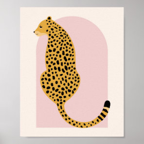 Boho Blush Pink Vintage Arch Oversized Leopard Poster