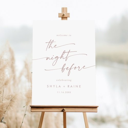 Boho Blush Pink Welcome The Night Before Sign