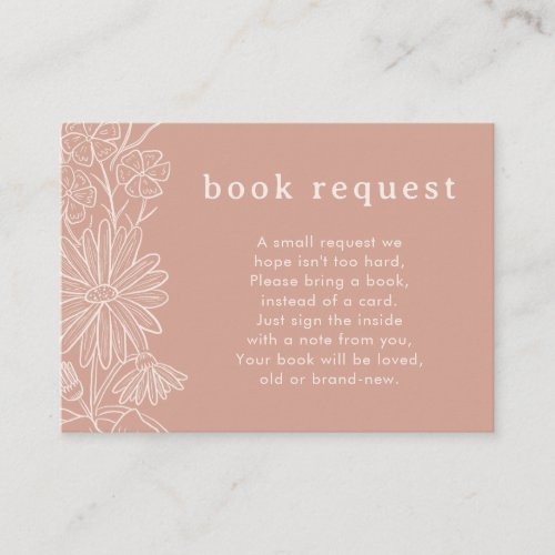 Boho Blush Pink Wildflower Book Request  Enclosure Card