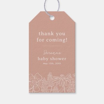 Boho Blush Pink Wildflower Favor Gift Tag by Low_Star_Studio at Zazzle