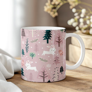 Boho Blush Pink Winter Woodland Christmas Coffee Mug