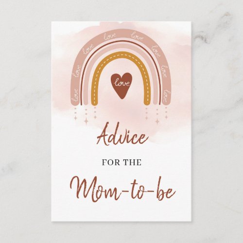 Boho Blush Rainbow Advice for the mom_to_be card