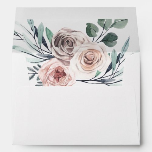 Boho Blush Rose Floral with Return Address Envelop Envelope