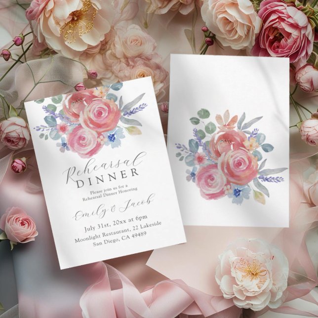 Boho Blush Rose Rehearsal Dinner  Invitation (Creator Uploaded)