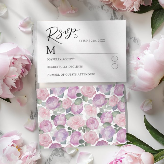 Boho Blush Rose RSVP Wedding Card (Creator Uploaded)