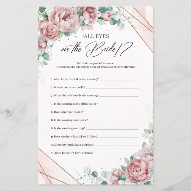 Boho Blush roses eucalyptus All eyes on the bride (Front)