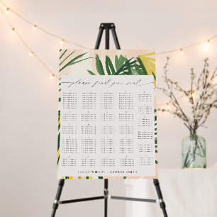 Boho Blush Tropical Palm Wedding Seating Chart Foam Board