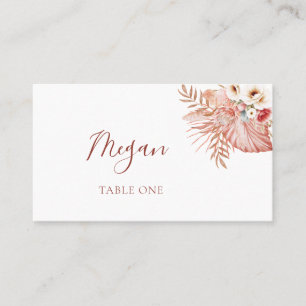 Boho Blush Watercolor Floral Wedding Place Card