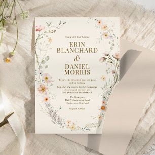 Boho Blush Watercolor Wildflower Invitation