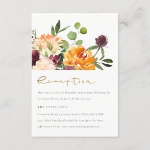 Boho Blush Yellow Orange Floral Bunch Reception Enclosure Card
