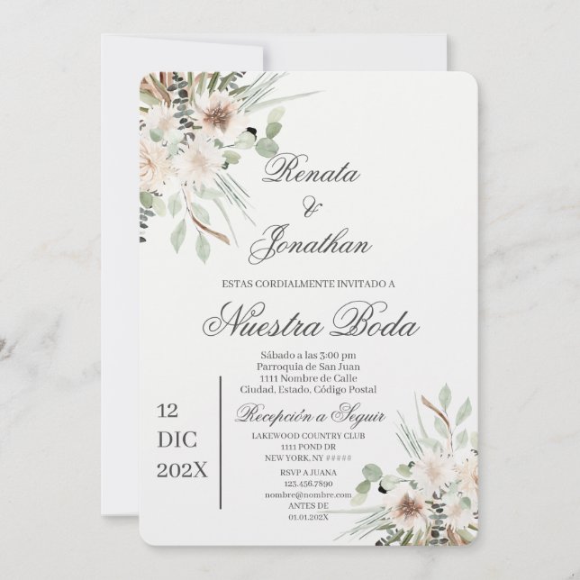 Boho boda en español invitation (Front)
