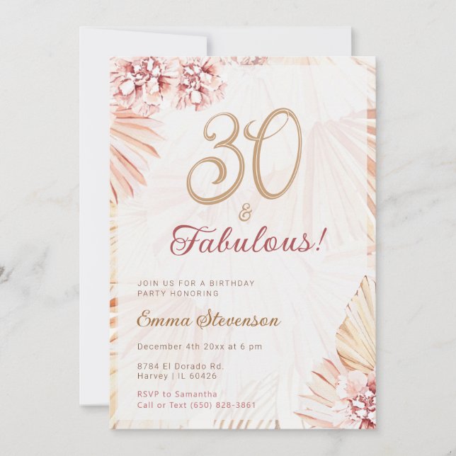 Boho Bohemian 30 & Fabulous Ladies 30th Birthday I Invitation (Front)