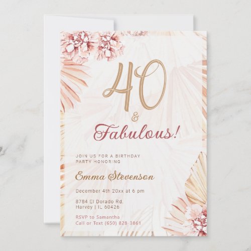 Boho Bohemian 40 & Fabulous Ladies 40th Birthday