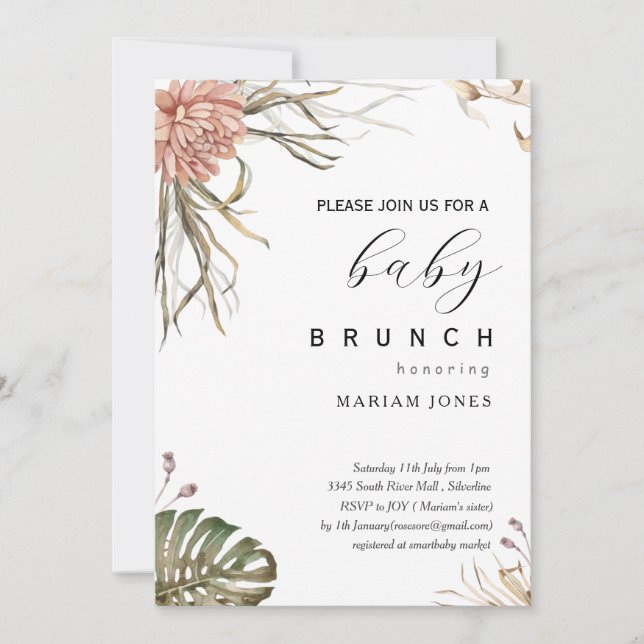 boho bohemian baby shower invitation (Front)