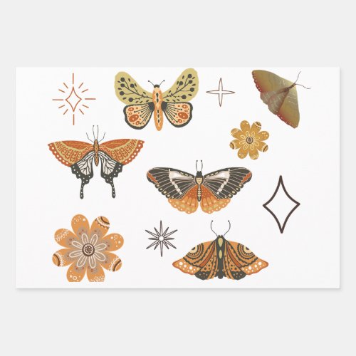 Boho Bohemian Butterflies  Wrapping Paper Sheets