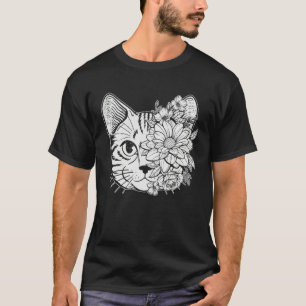 Boho bohemian cat with flower wreath vintage look T-Shirt