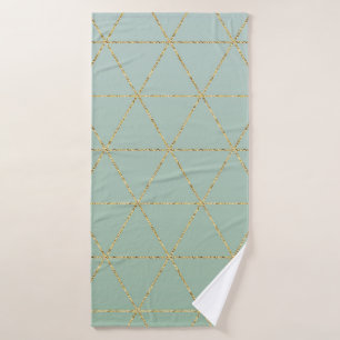 Boho Bohemian Chic Gold & Mint Geometric Glam Bath Towel Set