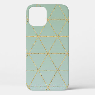Boho Bohemian Chic Gold & Mint Geometric Glam iPhone 12 Case