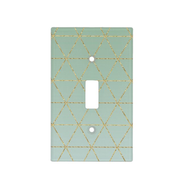 Boho Bohemian Chic Gold & Mint Geometric Glam Light Switch Cover (Front)