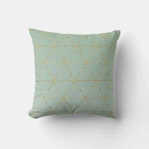 Boho Bohemian Chic Gold & Mint Geometric Glam Throw Pillow