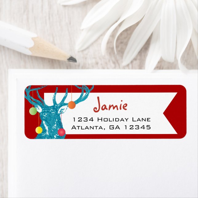 Boho Bohemian Christmas Buck Deer Antlers Label (Insitu)