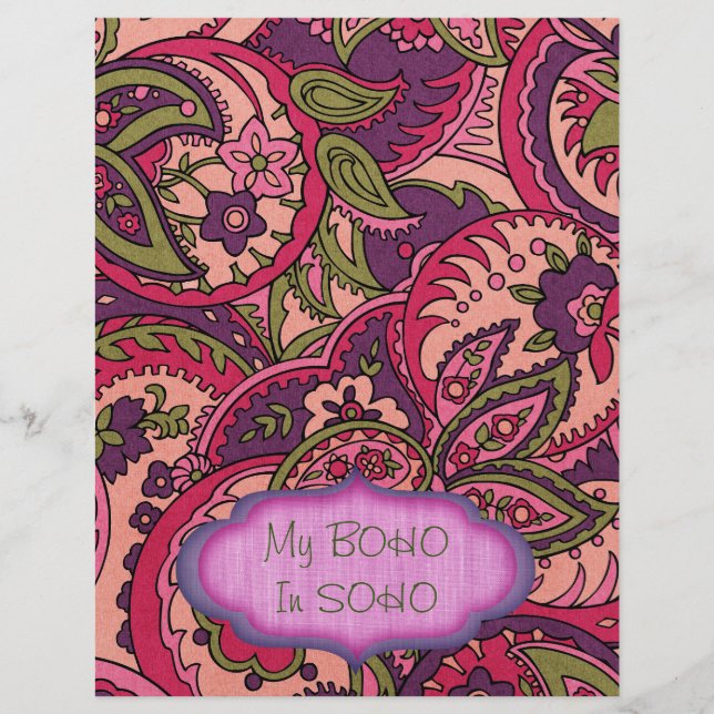 BOHO Bohemian Colorful Paisley Scrapbook Paper (Front)