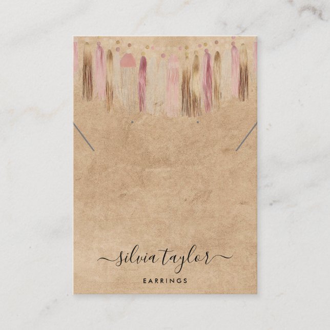 Boho Bohemian Craft Paper Earring Necklace Display Business Card (Front)
