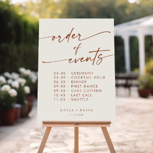 Boho Bohemian Cream Order Of Events Wedding Sign
