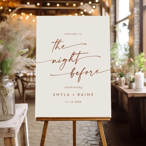 Boho Bohemian Cream Welcome The Night Before Sign