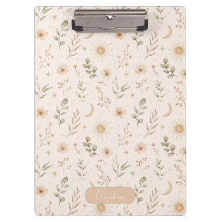 Boho Bohemian Floral Moon Sun Botanical Clipboard