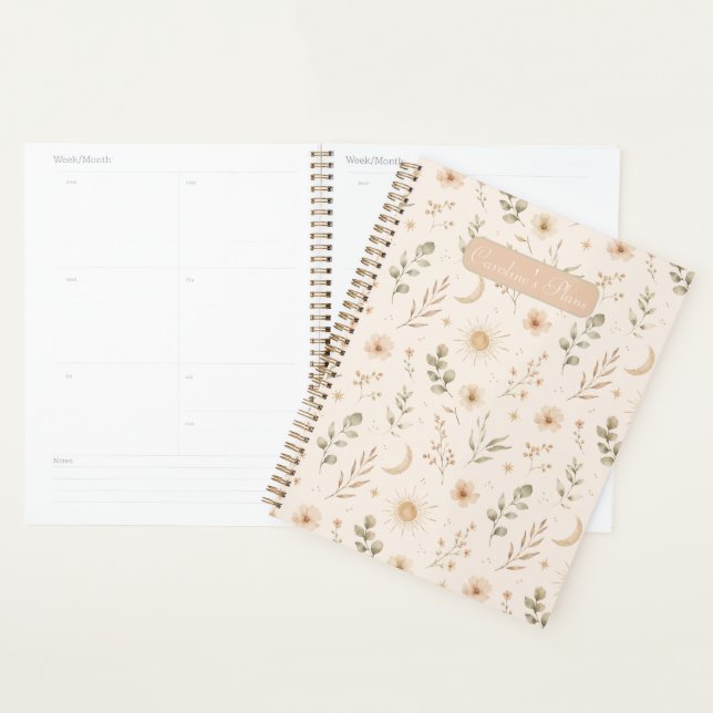 Boho Bohemian Floral Moon Sun Botanical Planner (Display)