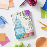 Boho Bohemian Modern Bright Rose Floral Birdcage iPad Pro Cover<br><div class="desc">Bold, bright, sophisticated and colorful modern stylish rose floral mixed with a vintage painted image of an antique Victorian era birdcage and distressed rustic crackle finish wood for an eclectic Boho Bohemian vibe to your personal style. A complete set of products are available in this "Colorful Garden Vintage" collection by...</div>