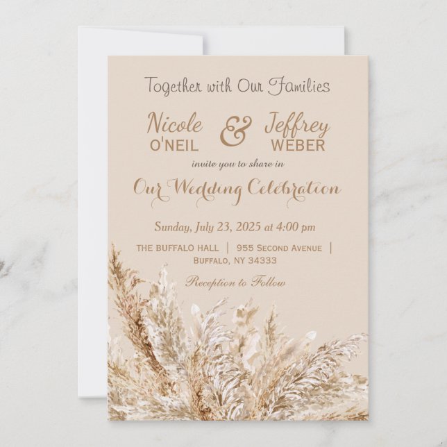 Boho Bohemian Neutral Wedding Invitation (Front)