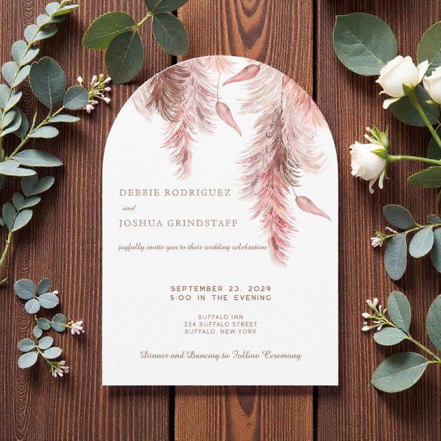 Boho Bohemian Pampass Wedding Invitation  (Creator Uploaded)